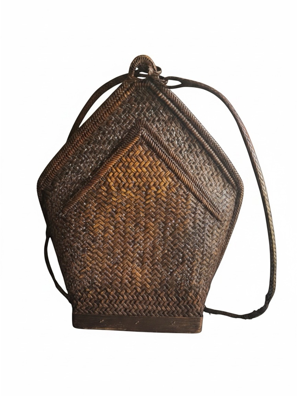 Woven Rattan Crossbody Bag - Brown